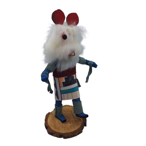 Kachina Handmade Doll Signed 7 Inch Bear AM Native American Indian Art Wood - Picture 2 of 10